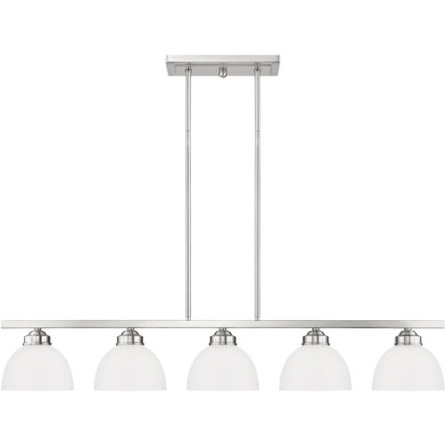 6.5 inch 5 Light Brushed Nickel Island with Satin Glass Shade-Lighting LumensChandeliers