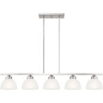 6.5 inch 5 Light Brushed Nickel Island with Satin Glass Shade-Lighting LumensChandeliers