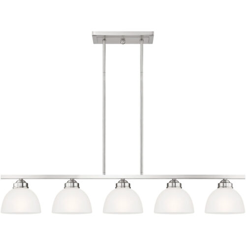 6.5 inch 5 Light Brushed Nickel Island with Satin Glass Shade-Lighting LumensChandeliers