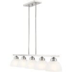 6.5 inch 5 Light Brushed Nickel Island with Satin Glass Shade-Lighting LumensChandeliers