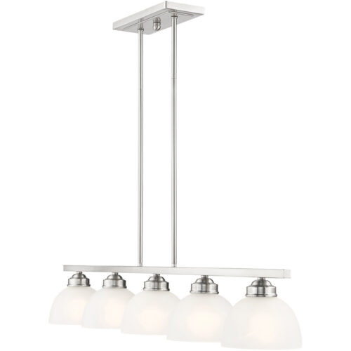 6.5 inch 5 Light Brushed Nickel Island with Satin Glass Shade-Lighting LumensChandeliers