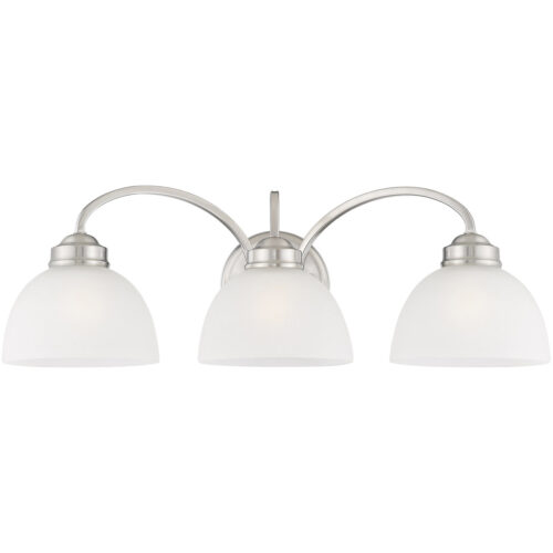 24.5 inch 3 Light Brushed Nickel Bathroom Vanity light fixture with Satin Glass Shade-Lighting LumensBath/Vanity