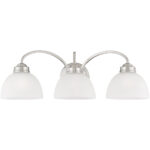 24.5 inch 3 Light Brushed Nickel Bathroom Vanity light fixture with Satin Glass Shade-Lighting LumensBath/Vanity