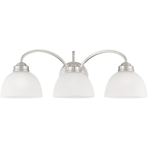 24.5 inch 3 Light Brushed Nickel Bathroom Vanity light fixture with Satin Glass Shade-Lighting LumensBath/Vanity