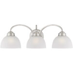 24.5 inch 3 Light Brushed Nickel Bathroom Vanity light fixture with Satin Glass Shade-Lighting LumensBath/Vanity