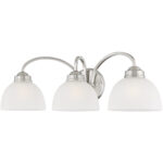 24.5 inch 3 Light Brushed Nickel Bathroom Vanity light fixture with Satin Glass Shade-Lighting LumensBath/Vanity