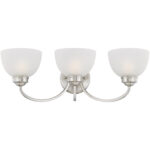 24.5 inch 3 Light Brushed Nickel Bathroom Vanity light fixture with Satin Glass Shade-Lighting LumensBath/Vanity