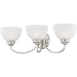 24.5 inch 3 Light Brushed Nickel Bathroom Vanity light fixture with Satin Glass Shade-Lighting LumensBath/Vanity