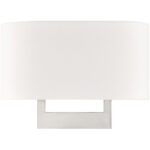 14 inch 2 Light Brushed Nickel ADA Wall Sconce with Hand Crafted Off-White Fabric Shade-Lighting LumensWall Sconces