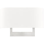 16 inch 3 Light Brushed Nickel ADA Wall Sconce with Hand Crafted Off-White Fabric Shade-Lighting LumensWall Sconces