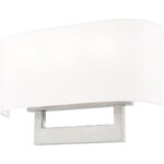 16 inch 3 Light Brushed Nickel ADA Wall Sconce with Hand Crafted Off-White Fabric Shade-Lighting LumensWall Sconces