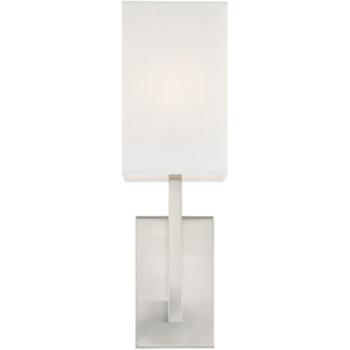 6 inch 1 Light Brushed Nickel ADA Wall Sconce with Hand Crafted Off-White Fabric Shade-Lighting LumensWall Sconces