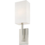 6 inch 1 Light Brushed Nickel ADA Wall Sconce with Hand Crafted Off-White Fabric Shade-Lighting LumensWall Sconces