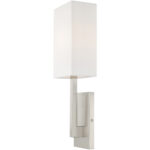 6 inch 1 Light Brushed Nickel ADA Wall Sconce with Hand Crafted Off-White Fabric Shade-Lighting LumensWall Sconces