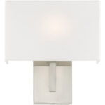 11 inch 1 Light Brushed Nickel ADA Wall Sconce with Hand Crafted Off-White Fabric Shade-Lighting LumensWall Sconces