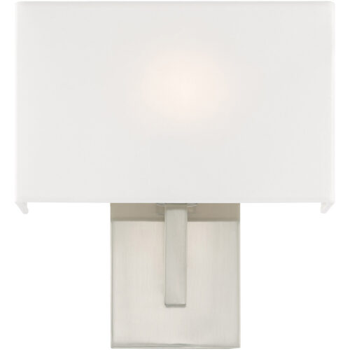 11 inch 1 Light Brushed Nickel ADA Wall Sconce with Hand Crafted Off-White Fabric Shade-Lighting LumensWall Sconces