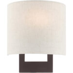 8 inch 1 Light Bronze ADA Wall Sconce with Hand Crafted Oatmeal Color Fabric Shade-Lighting LumensWall Sconces