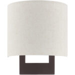 8 inch 1 Light Bronze ADA Wall Sconce with Hand Crafted Oatmeal Color Fabric Shade-Lighting LumensWall Sconces