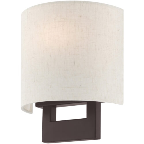 8 inch 1 Light Bronze ADA Wall Sconce with Hand Crafted Oatmeal Color Fabric Shade-Lighting LumensWall Sconces