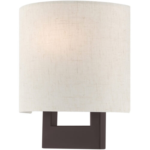 8 inch 1 Light Bronze ADA Wall Sconce with Hand Crafted Oatmeal Color Fabric Shade-Lighting LumensWall Sconces