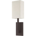 6 inch 1 Light Bronze ADA Wall Sconce with Hand Crafted Oatmeal Color Fabric Shade-Lighting LumensWall Sconces