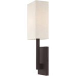 6 inch 1 Light Bronze ADA Wall Sconce with Hand Crafted Oatmeal Color Fabric Shade-Lighting LumensWall Sconces