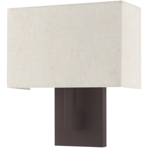 11 inch 1 Light Bronze ADA Wall Sconce with Hand Crafted Oatmeal Color Fabric Shade-Lighting LumensWall Sconces