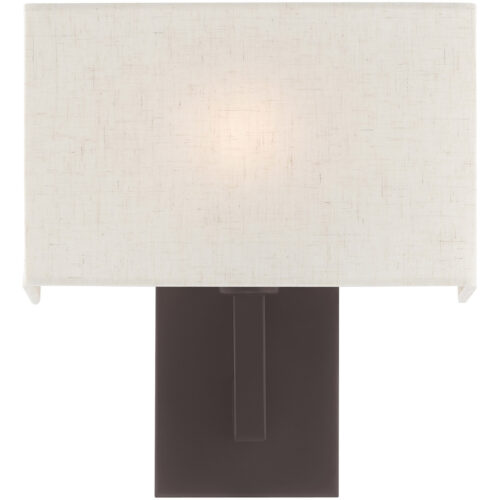 11 inch 1 Light Bronze ADA Wall Sconce with Hand Crafted Oatmeal Color Fabric Shade-Lighting LumensWall Sconces