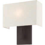 11 inch 1 Light Bronze ADA Wall Sconce with Hand Crafted Oatmeal Color Fabric Shade-Lighting LumensWall Sconces