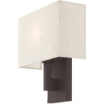 11 inch 1 Light Bronze ADA Wall Sconce with Hand Crafted Oatmeal Color Fabric Shade-Lighting LumensWall Sconces