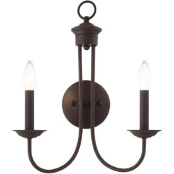 14 inch 2 Light Bronze Wall Sconce with Steel base material-Lighting LumensWall Sconces