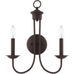 14 inch 2 Light Bronze Wall Sconce with Steel base material-Lighting LumensWall Sconces