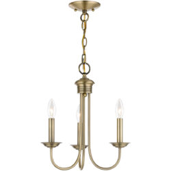 3 Light Antique Brass Mini Chandelier with Steel base material-Lighting LumensChandeliers