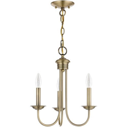 3 Light Antique Brass Mini Chandelier with Steel base material-Lighting LumensChandeliers