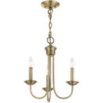 3 Light Antique Brass Mini Chandelier with Steel base material-Lighting LumensChandeliers