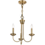 3 Light Antique Brass Mini Chandelier with Steel base material-Lighting LumensChandeliers