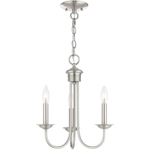 3 Light Brushed Nickel Chandelier with Steel base material-Lighting LumensChandeliers