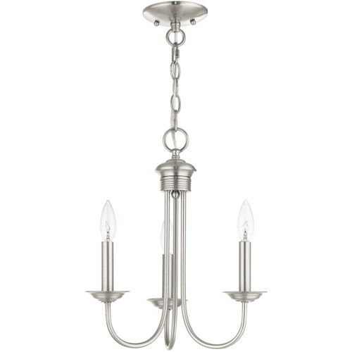 3 Light Brushed Nickel Chandelier with Steel base material-Lighting LumensChandeliers