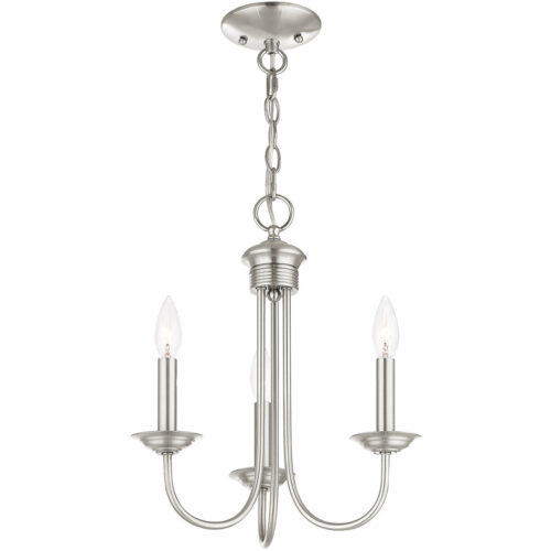 3 Light Brushed Nickel Chandelier with Steel base material-Lighting LumensChandeliers