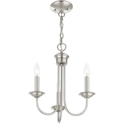 3 Light Brushed Nickel Chandelier with Steel base material-Lighting LumensChandeliers