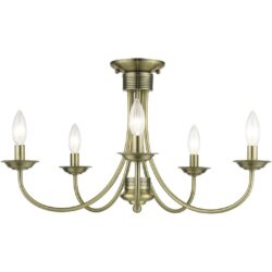 42684-01 5 Light Antique Brass Large Semi-Flush-Lighting LumensSemi Flush