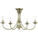 42684-01 5 Light Antique Brass Large Semi-Flush-Lighting LumensSemi Flush