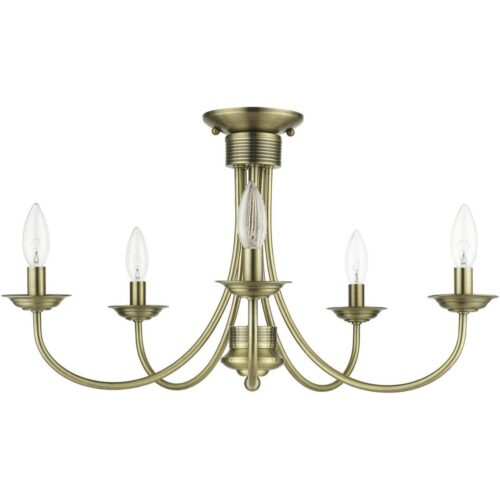 42684-01 5 Light Antique Brass Large Semi-Flush-Lighting LumensSemi Flush