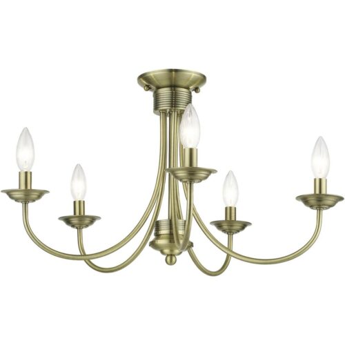 42684-01 5 Light Antique Brass Large Semi-Flush-Lighting LumensSemi Flush