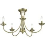 42684-01 5 Light Antique Brass Large Semi-Flush-Lighting LumensSemi Flush