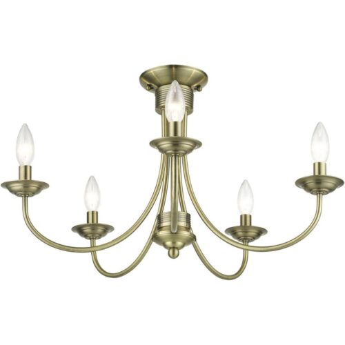 42684-01 5 Light Antique Brass Large Semi-Flush-Lighting LumensSemi Flush