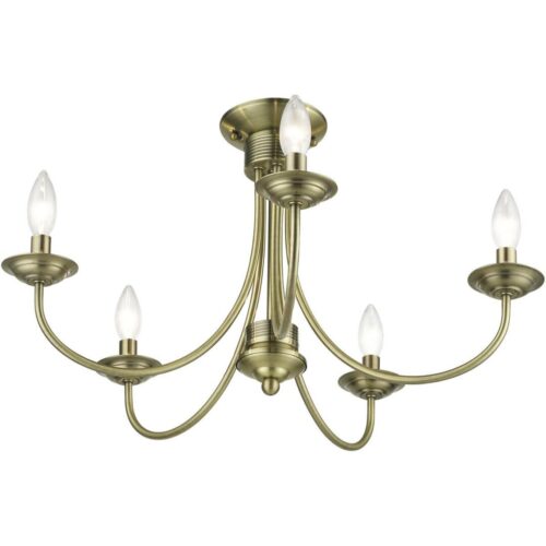 42684-01 5 Light Antique Brass Large Semi-Flush-Lighting LumensSemi Flush