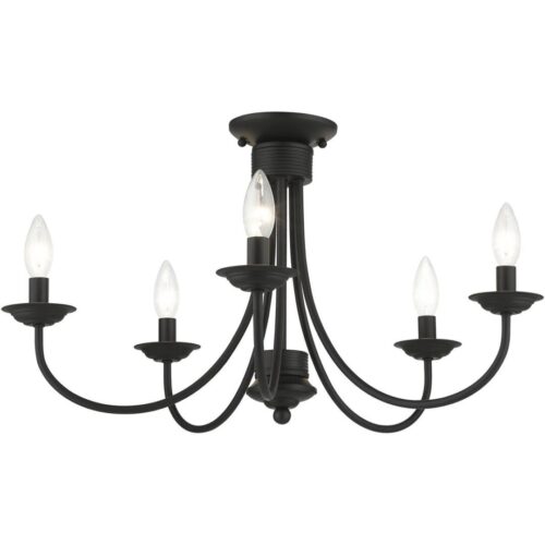 42684-04 5 Light Black Large Semi-Flush-Lighting LumensSemi Flush