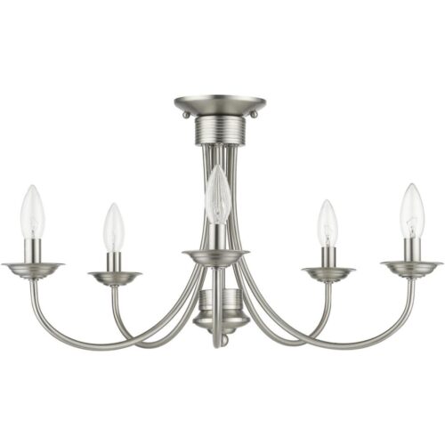 42684-91 5 Light Brushed Nickel Large Semi-Flush-Lighting LumensSemi Flush