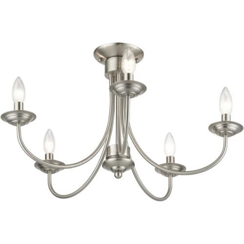 42684-91 5 Light Brushed Nickel Large Semi-Flush-Lighting LumensSemi Flush